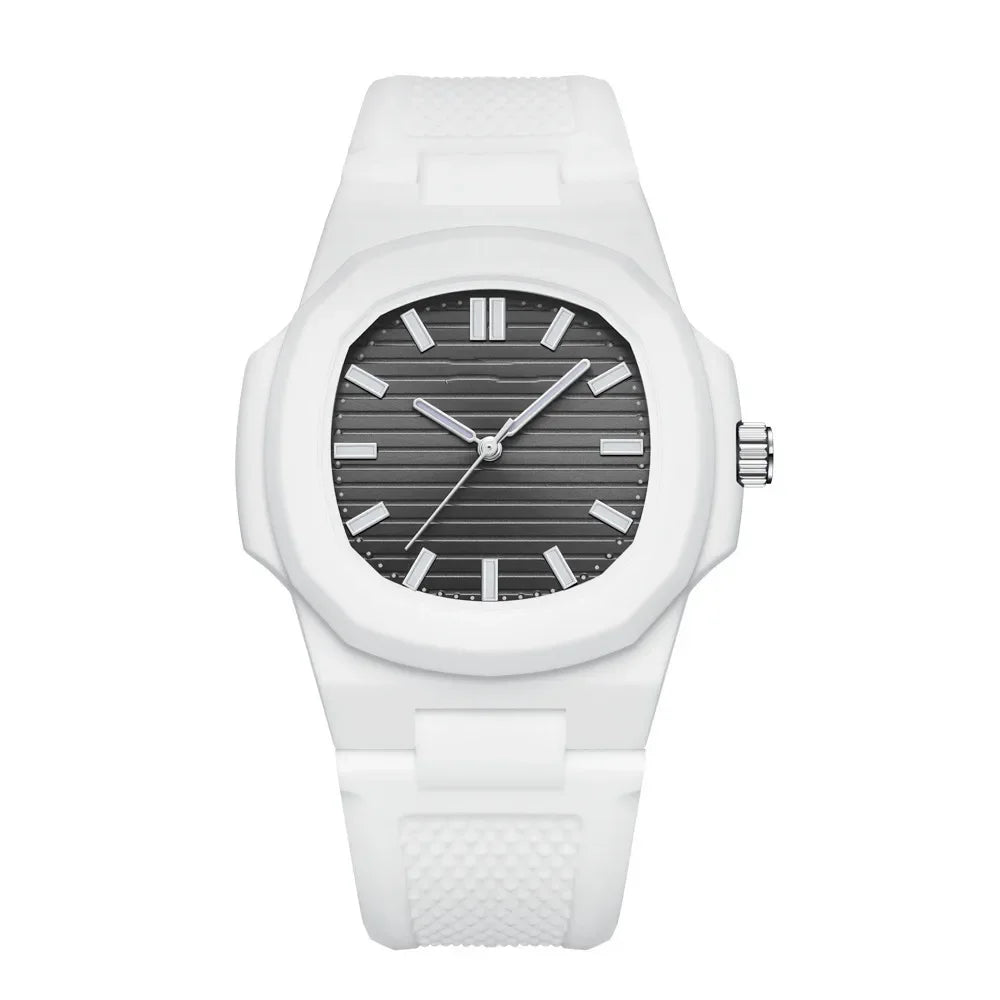 Men Women Watch Classic Orologio Simple Couple Black White Silicone Blue Reloj Quartz Wristwatch Male Man Ladies Student Clock - Uknowucme