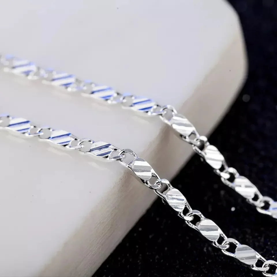 Fashion 18k Gold Necklace 2MM 16/18/20/22/24/26/28/30 Inch Side Chain Necklace For Women Men Jewelry 925 Silver Necklace - Uknowucme