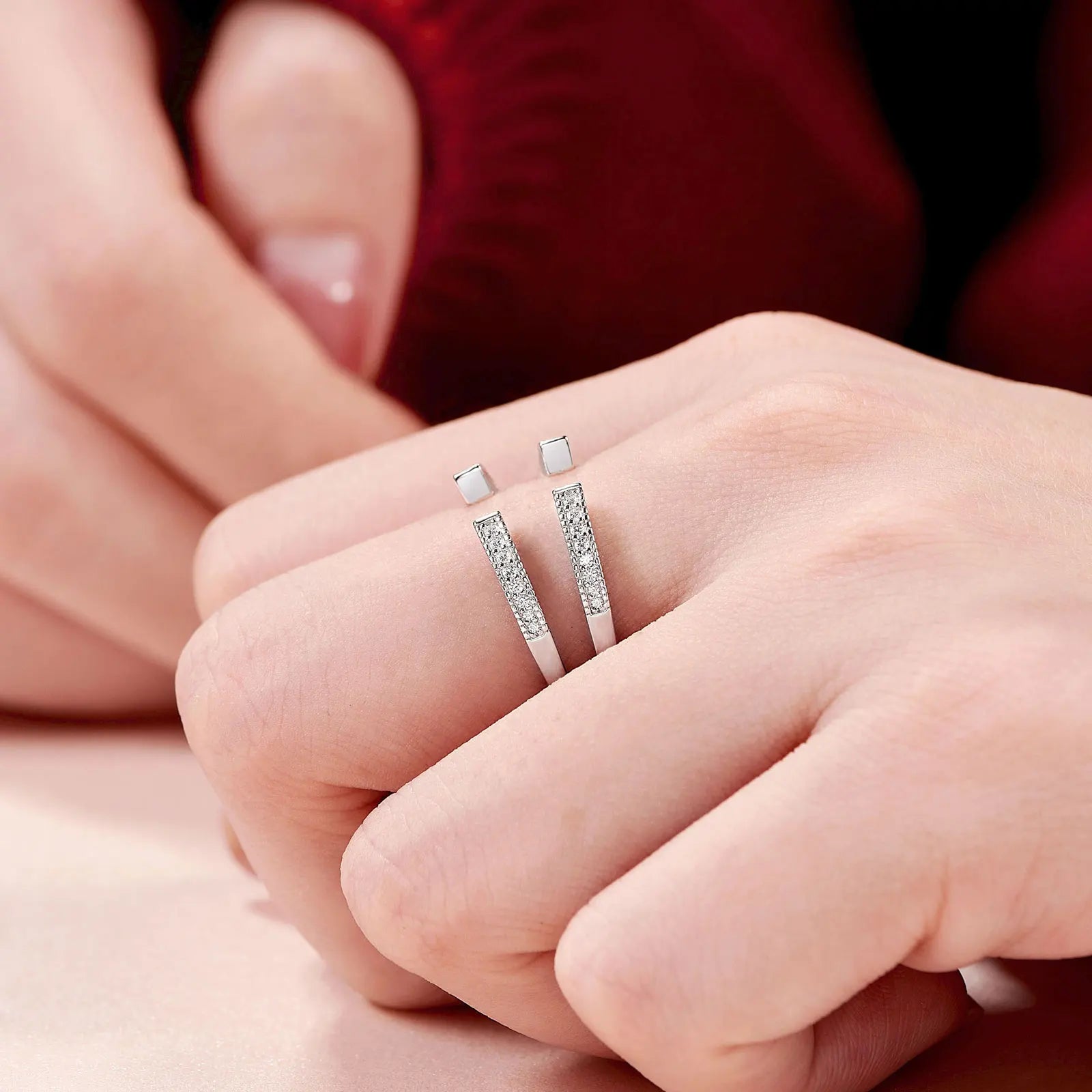 Newshe Creative 925 Sterling Silver Ring Enhancer for Engagement Adjustable Open Guard Wrap Wedding Band Cubic Zircon Jewelry - Uknowucme