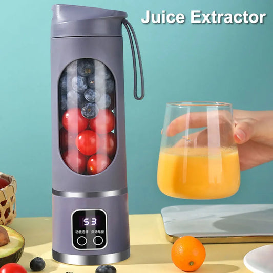 450ml Portable Juicer Juicer Bottle USB Rechargeable Electric Juicer Cup with 12 Blades 1500mAh Mini Fast Electric Blender