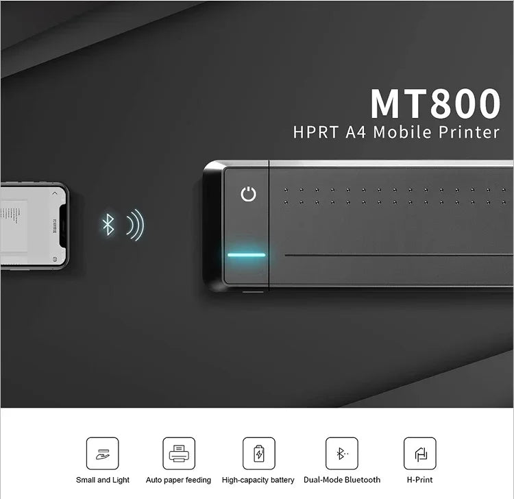 MT800 Wireless Thermal Transfer Printer Mobile A4 Printer Portable Thermal Printer For Documents Print - Uknowucme