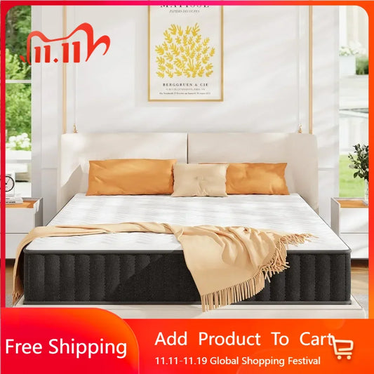 Queen Mattress, Fiberglass Free & Support Comfort, Cooling Charcoal Medium Firm Mattresses, 10 Inch Memory Foam Mattress - Uknowucme