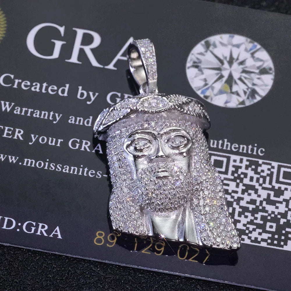 ESKEEM Hip Hop Moissanite Small Jesus Head Pendant 18k Gold Plated 925 Sterling Silver Iced Out VVS Jewelry Pass Diamond Test