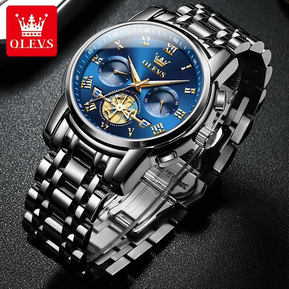 OLEVS 2859  Men's Quartz Watch With Steel Band Timing Function - Uknowucme