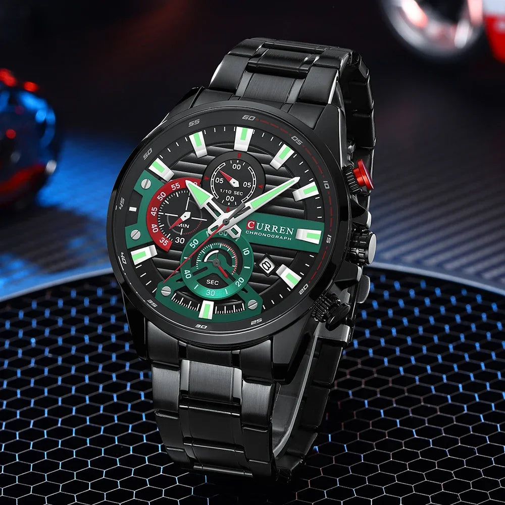 CURREN  Multifunctional Quartz Men's Watch Sport Stainless Steel Strap Luminous Watch with Automatic Date часы мужские наручные - Uknowucme