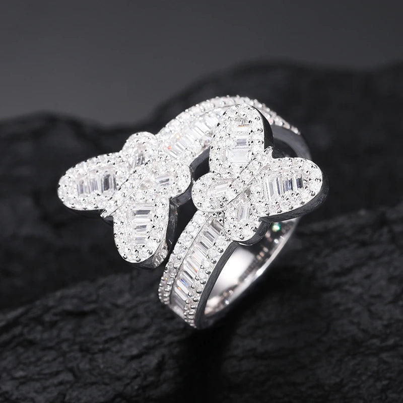 TUHE Unisex Custom letter Ring 925 Silver Skeleton Moissanite Iced Out Hip Hop Rings For Men Hip Hop Jewelry Gifts - Uknowucme