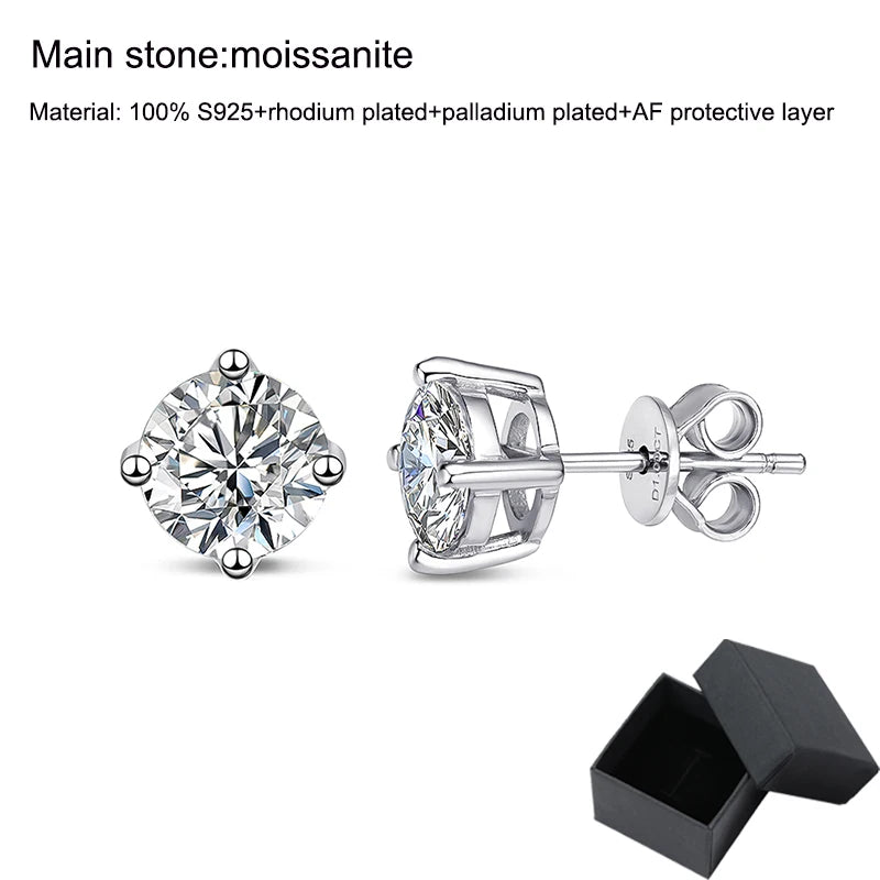 Smyoue 0.1-3CT Test Passed Moissanite Studs Earrings for Men Women S925 Silver Platinum Plated Bride Wedding Diamond Studs GRA - Uknowucme