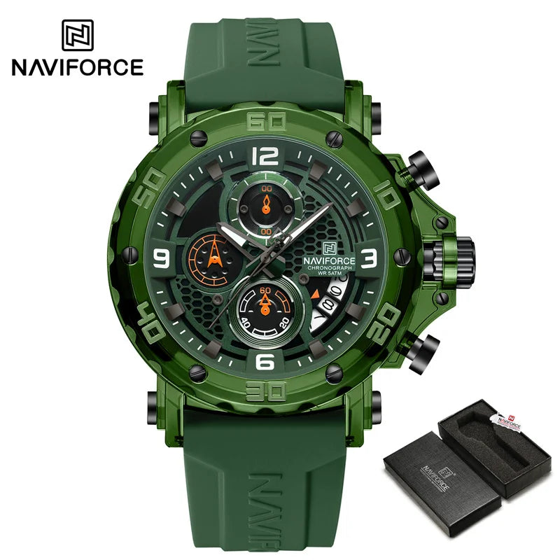 NAVIFORCE Men's Quartz Watch Fashion Trend 5ATM Waterproof Male Watches Chronograph Luminous Hands Silicone Strap Lightweight - Uknowucme