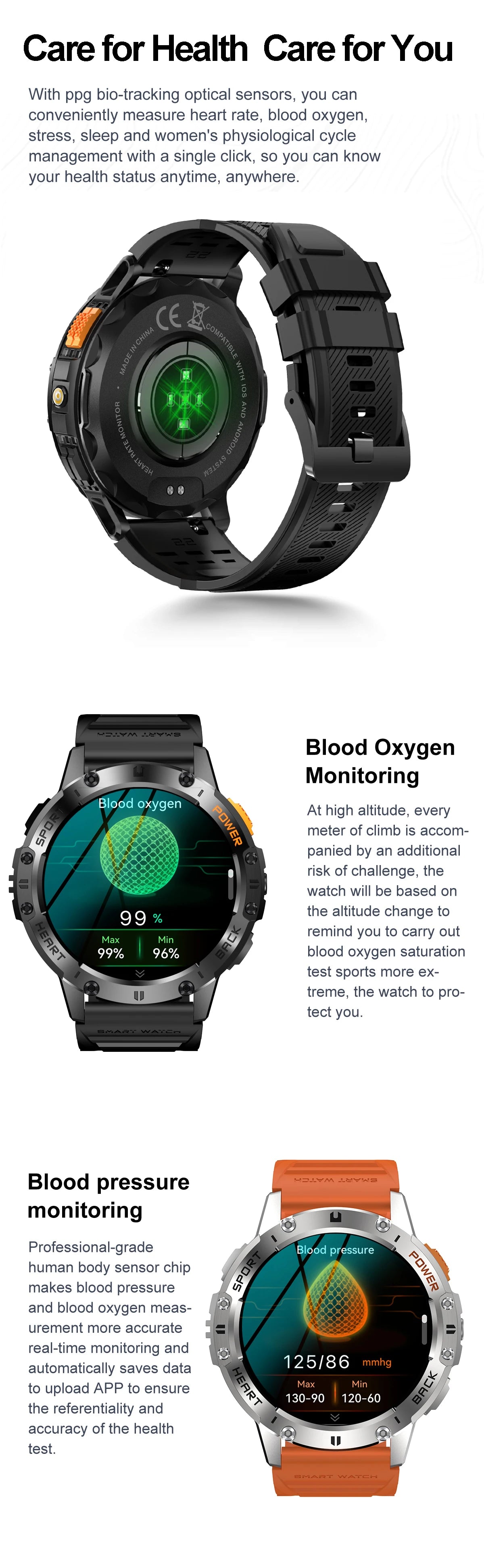 For Android ios New AMOLED Smart Watch Men with Flashlight Sports Waterproof Fitness Tracker Bluetooth Call Smartwatch Man+Box - Uknowucme