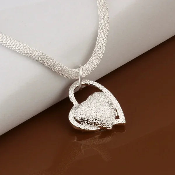 925 Sterling Silver Necklace Gorgeous Charm Fashion  Heart Wedding Lady Love for Women Noble Luxury 18 Inches 45cm Jewelry - Uknowucme