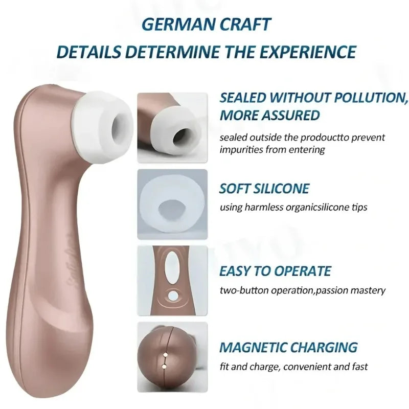 Satisfied By German Pro 2 Powerful Clitoral Suction Dildo for Female Oral Nipples, Clitoral Stimulation Toy, Clitoral Stimulator