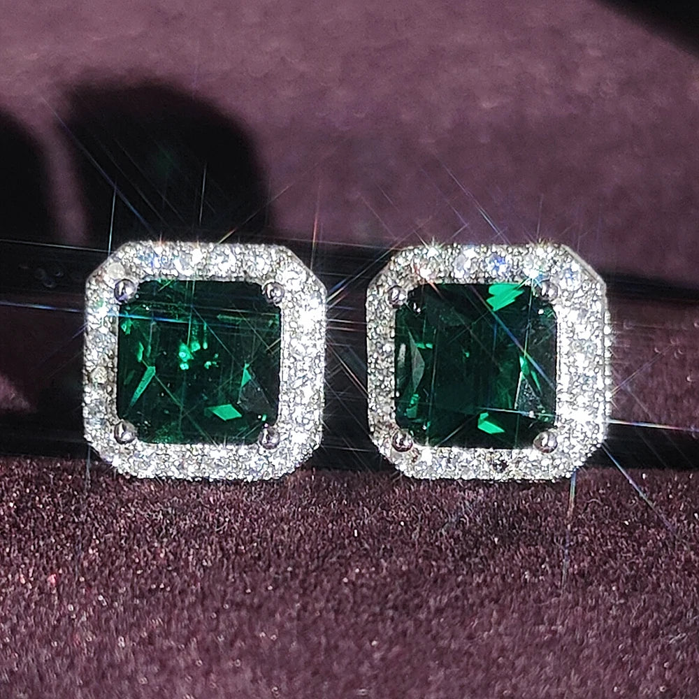 2024 New Luxury Princess Green Color Earring for Women Anniversary Gift Jewelry Wholesale Moonso E6049 - Uknowucme