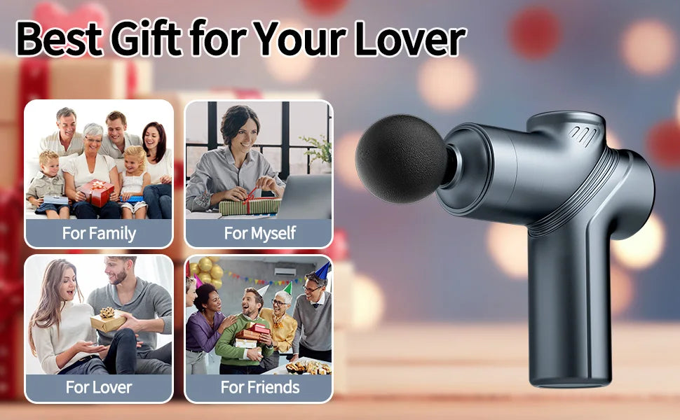 Massage Gun Silent Brushless Motor Portable Massager with 4 Interchangeable Head Deep Muscle Relief and Relaxation Gifts