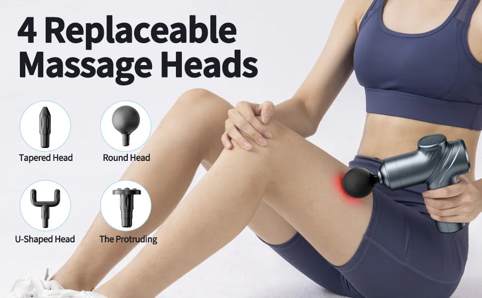 Massage Gun Silent Brushless Motor Portable Massager with 4 Interchangeable Head Deep Muscle Relief and Relaxation Gifts