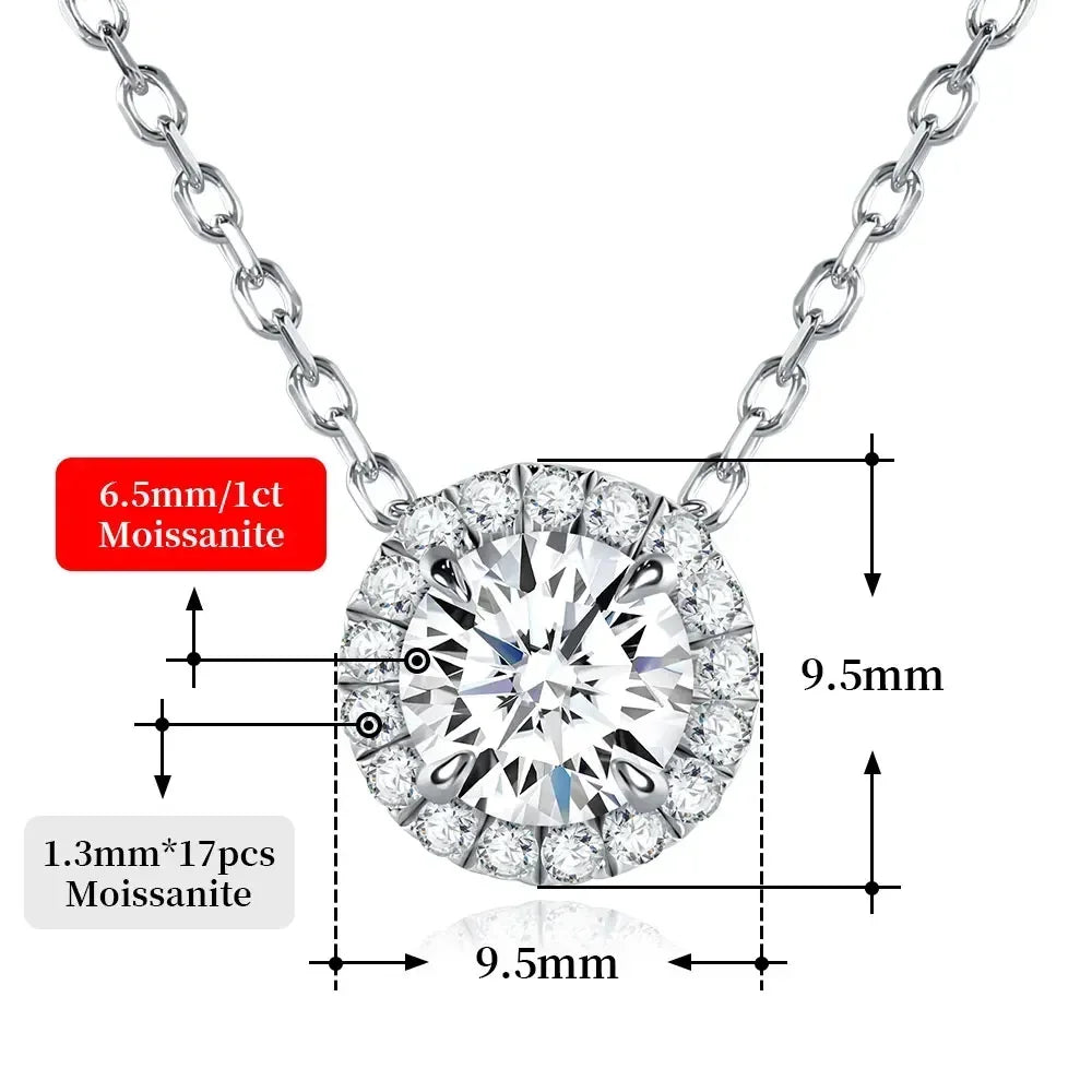 M-JAJA Moissanite Necklace 0.5ct/1ct D Color Round Cut Pendant 18K White Gold Plated Adjustable 925 Sterling Silver Fine Jewelry - Uknowucme