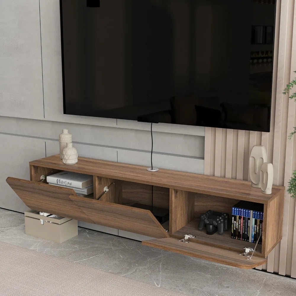 Atelier Mobili Floating TV Stand for 75 Inch TV, Wall Mounted Entertainment Center, Modern Media Console, Mid Century Modern TV