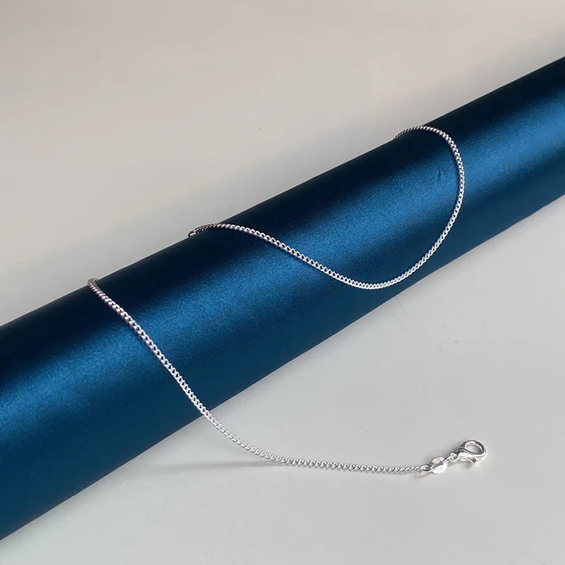 925 Sterling Silver 2MM 40-75cm Side Chain Necklace Men Women Charm Wedding Party Gift Jewelry Christmas Accessories - Uknowucme
