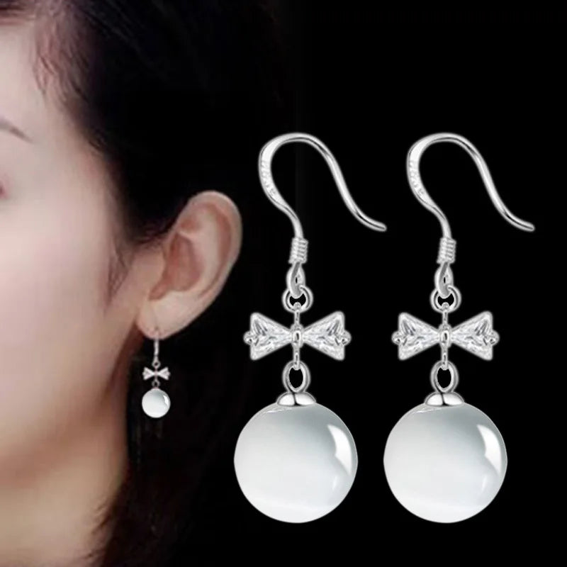 NEW S925 Sterling Silver Color Simple Round Bling CZ Zircon Stone Stud Earrings Fashion Jewelry Korean Earrings for Women Girl - Uknowucme