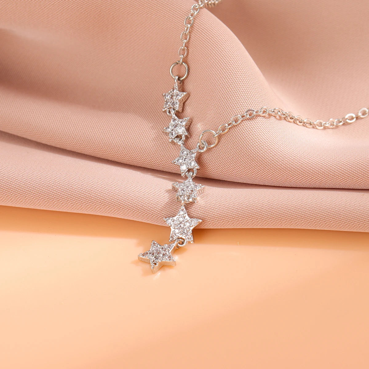Fashion Pentagram Star 925 Sterling Silver Crystal Clavicle Chain Necklaces  XL065 - Uknowucme