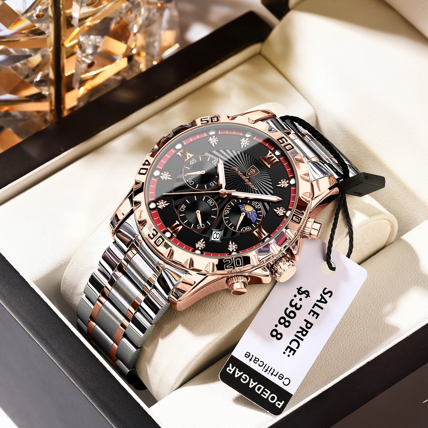 POEDAGAR Top Fashion Watches For Men Chronograph Date Stainless Steel Man Watch Waterproof Luminous Luxury Quartz Men Wristwatch - Uknowucme