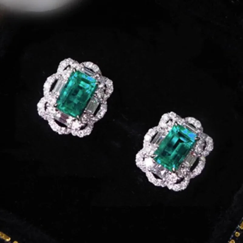 2025 Geometric Green CZ Sparkling Cubic Zirconia Earrings, Suitable for Women's Wedding Parties, Elegant  Jewelry - Uknowucme