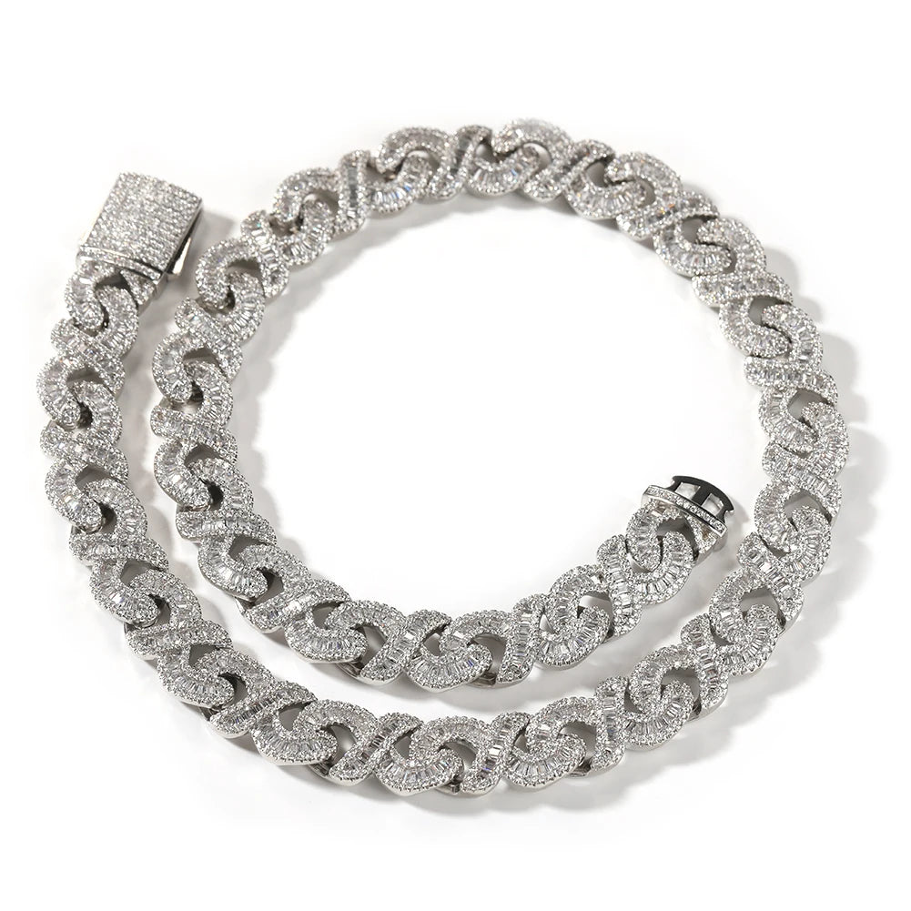 Uwin 12mm Infinity Chain Baguette Cuban Necklace Cubic Zirconia Micropave Charm y2k Jewelry Women Accessories Gifts - Uknowucme
