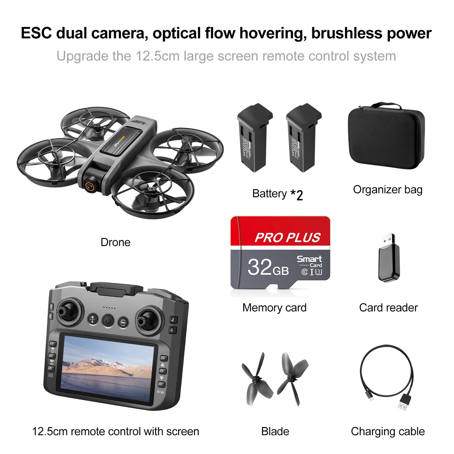 Drone with Camera 4K HD Video Stable Hover 180° Adjustable Lens 3D Flip RC Drones FPV Brushless Optical Flow Quadcopter UAV - Uknowucme