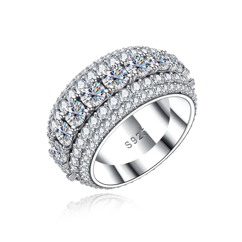 MossanRappr 11.6cttw Moissanite Iced out Diamond Ring 925 Sterling Silver High Quality and Fashion Jewelry for Men's Party Wear - Uknowucme
