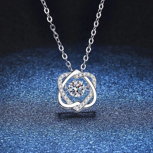Moissanite Necklace For Women 100% Sterling S925 Silver With White Gold Plated Lab Diamond Jewelry Wedding Pendant with O-chain - Uknowucme