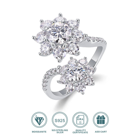 JIUZUAN Moissanite Ring, S925 Silver & 18K Gold Plating, Elegant Sparkling Design, Perfect Christmas Gift, Luxury Jewelry - Uknowucme