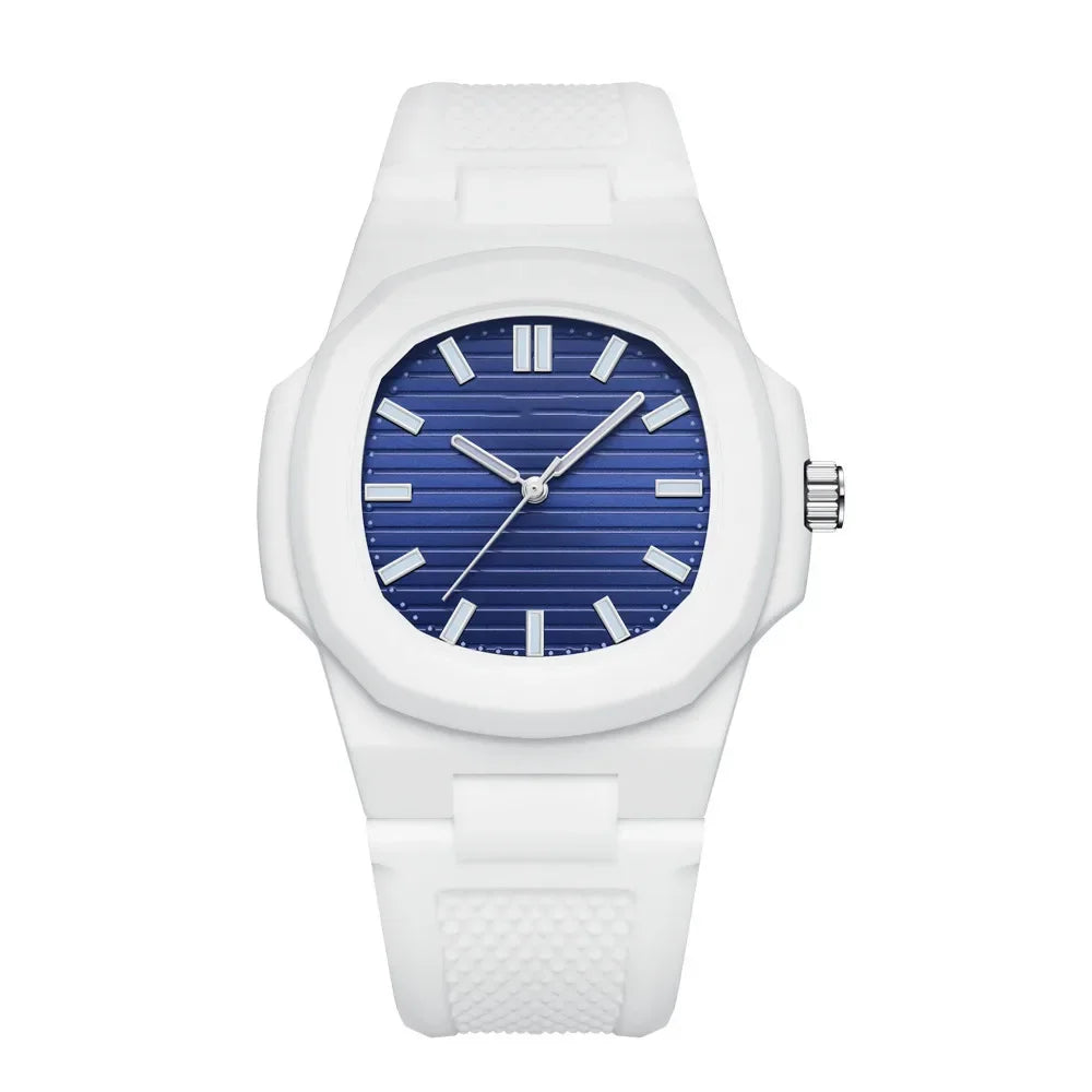 Men Women Watch Classic Orologio Simple Couple Black White Silicone Blue Reloj Quartz Wristwatch Male Man Ladies Student Clock - Uknowucme