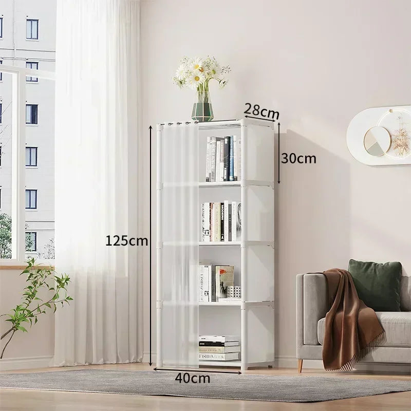 Open Closets Dustproof Wardrobe Storage Cabinet with Large Capacity Curtains Simple Assembly Clothes Organizer Bedroom Furniture