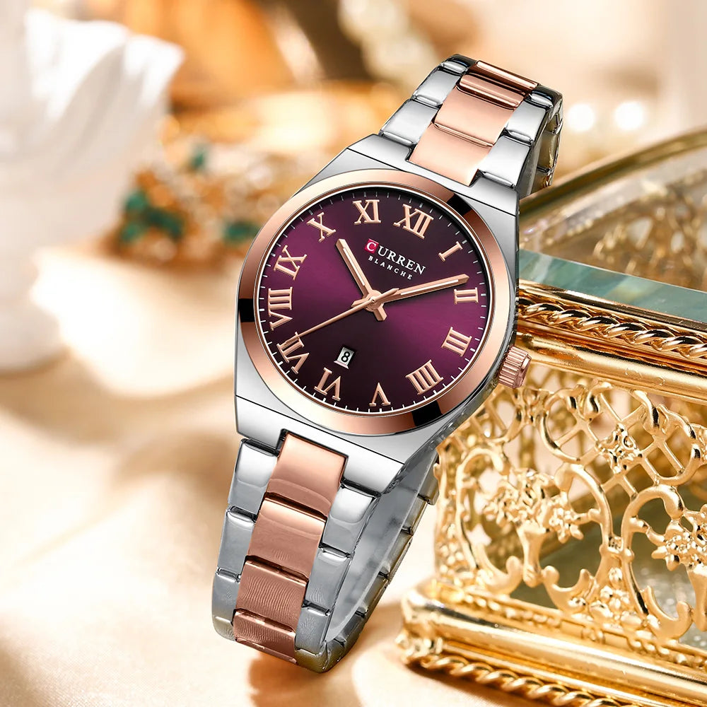 CURREN Women Watches Fashion Gold Stainless Stain Steel Ladies Watch Waterproof Quarzt Wristwatch Romatic Girlfriend Gift - Uknowucme