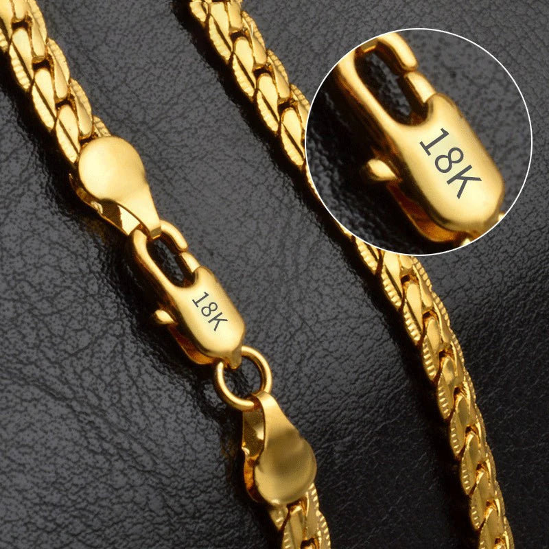 18K Gold/Silver Color 6mm Full Sideways Necklace 8/18/20/24 Inch Chain For Woman Men Fashion Wedding Engagement Jewelry - Uknowucme