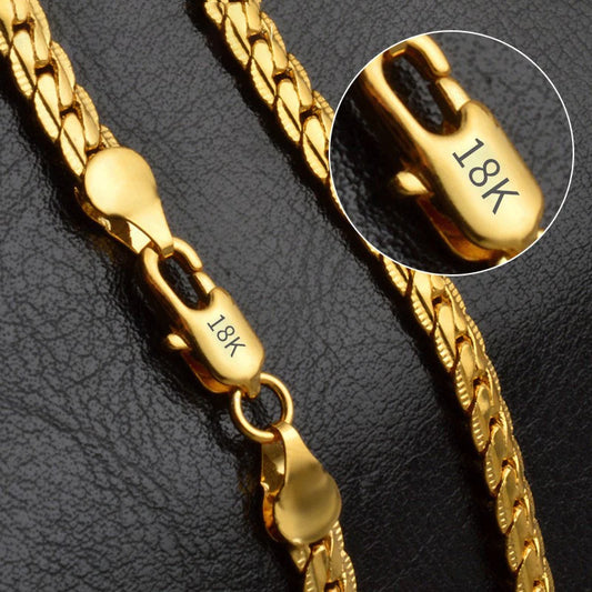 18K Gold/Silver Color 6mm Full Sideways Necklace 8/18/20/24 Inch Chain For Woman Men Fashion Wedding Engagement Jewelry - Uknowucme