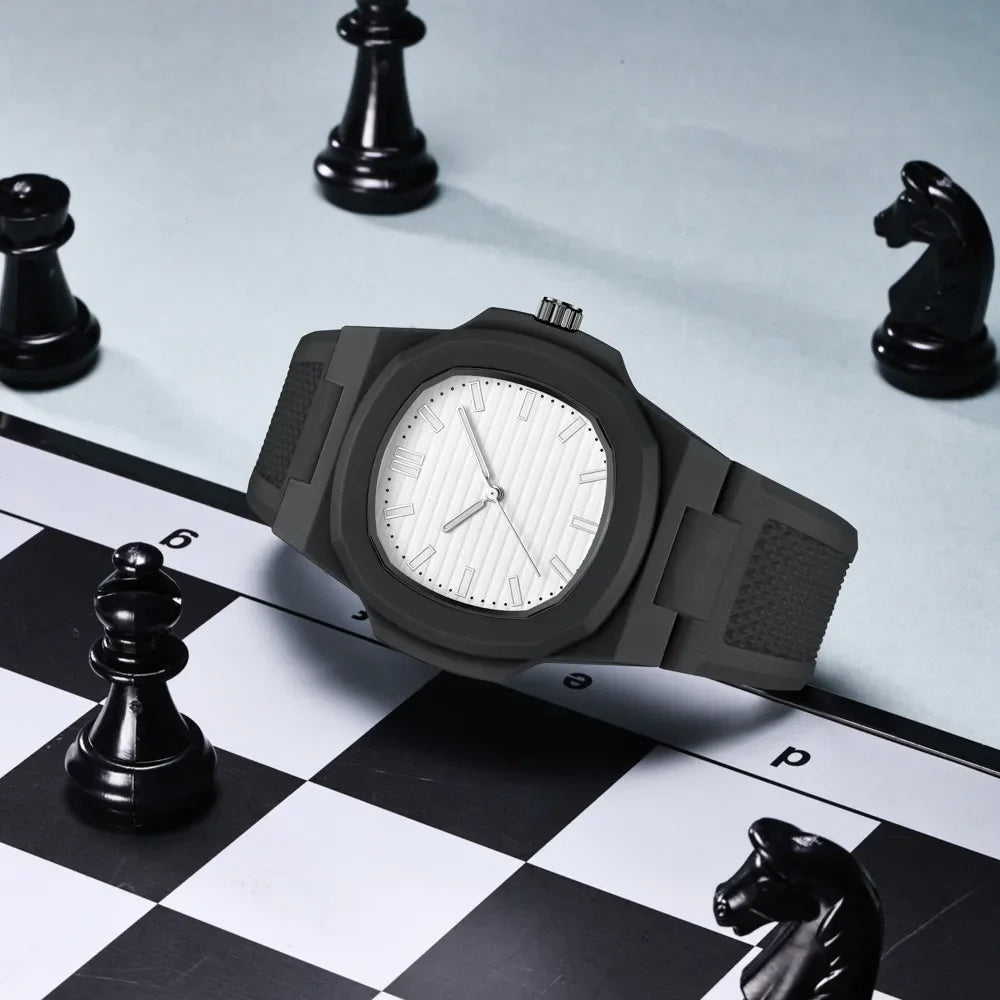 Men Women Watch Classic Orologio Simple Couple Black White Silicone Blue Reloj Quartz Wristwatch Male Man Ladies Student Clock - Uknowucme