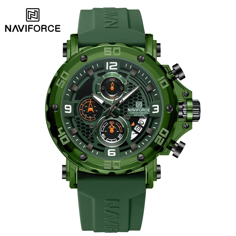 NAVIFORCE Men's Quartz Watch Fashion Trend 5ATM Waterproof Male Watches Chronograph Luminous Hands Silicone Strap Lightweight - Uknowucme