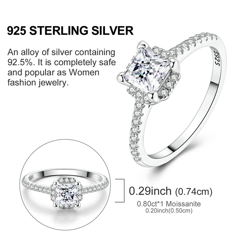 Moissanite Diamond Ring Real 925 Sterling Silver Simple Sparkling Shiny Oval Stone Ring For Women Engagement Luxury Fine Jewelry - Uknowucme