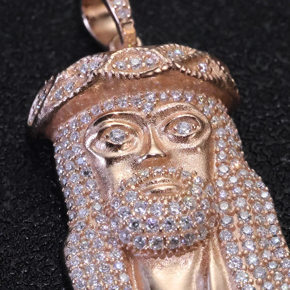 ESKEEM Hip Hop Moissanite Small Jesus Head Pendant 18k Gold Plated 925 Sterling Silver Iced Out VVS Jewelry Pass Diamond Test