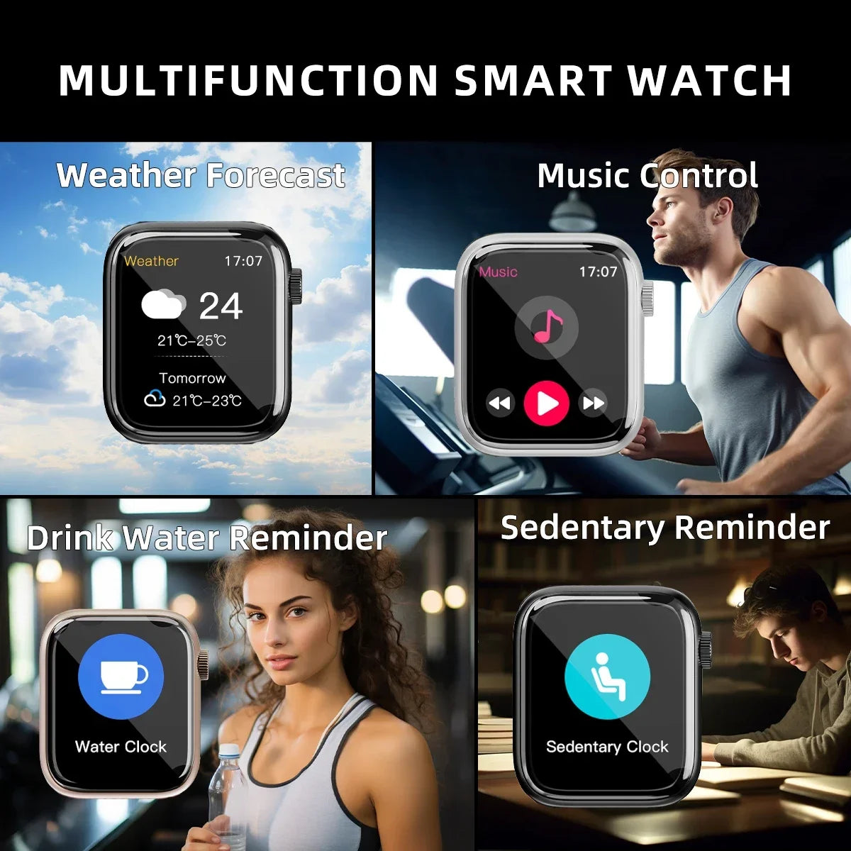 Sports Smart Watch Answer Call Message Music Health Sport Bracelet Fitness Tracker Women Men Series 8 Smartwatch for Android IOS