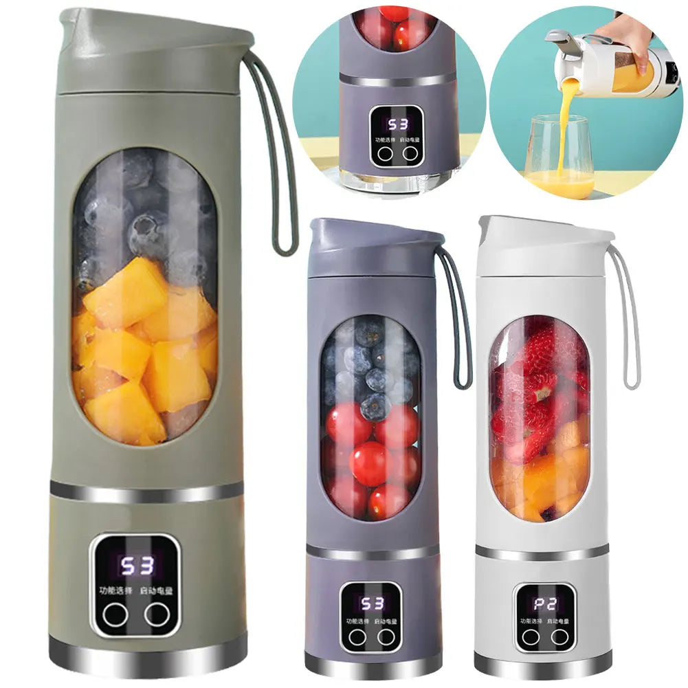 450ml Portable Juicer Juicer Bottle USB Rechargeable Electric Juicer Cup with 12 Blades 1500mAh Mini Fast Electric Blender