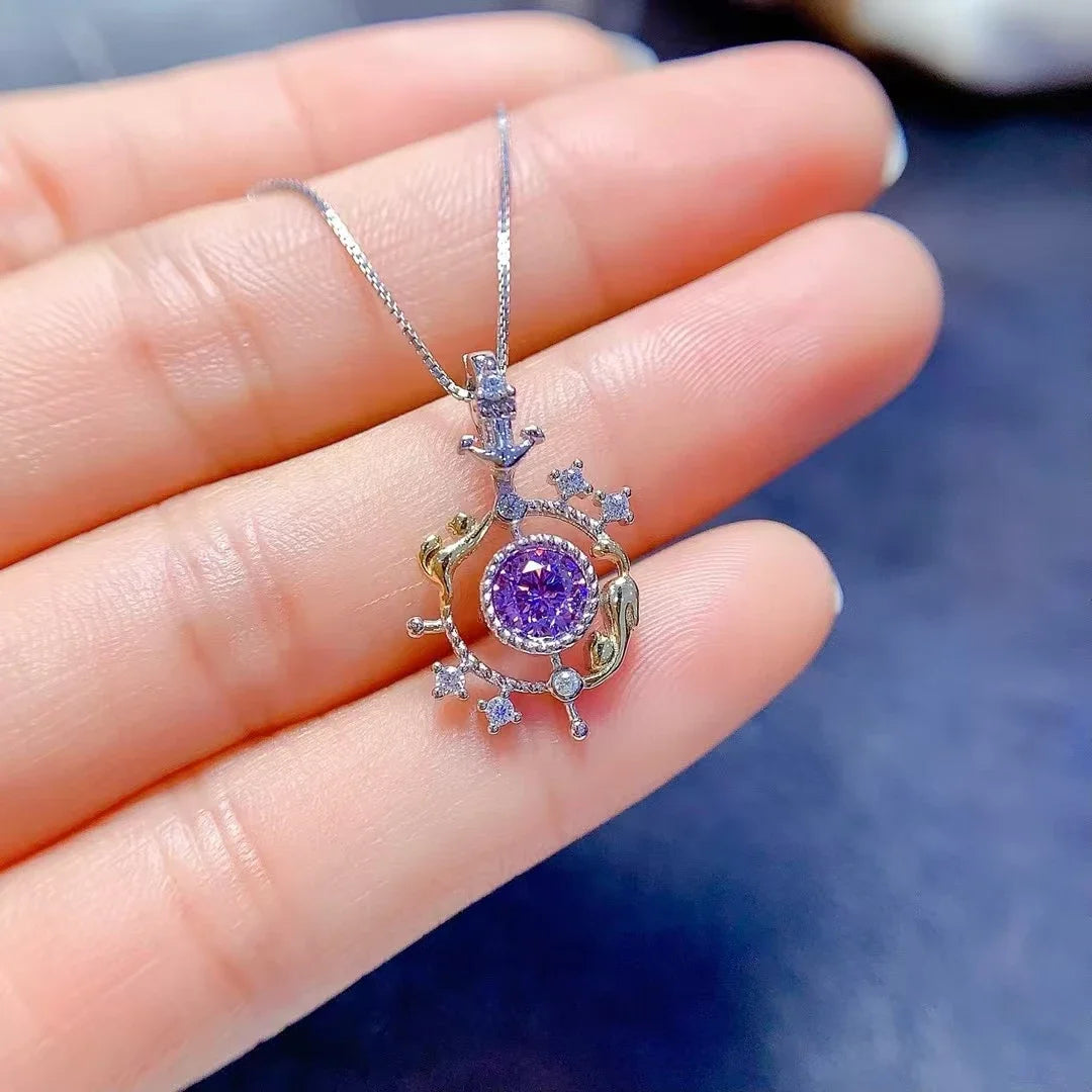 Multi-color Moissanite 925 Silver Pendant 5mm VVS Grade Moissanite Necklace Pendant 18K Gold Plated Gemstone Jewelry - Uknowucme