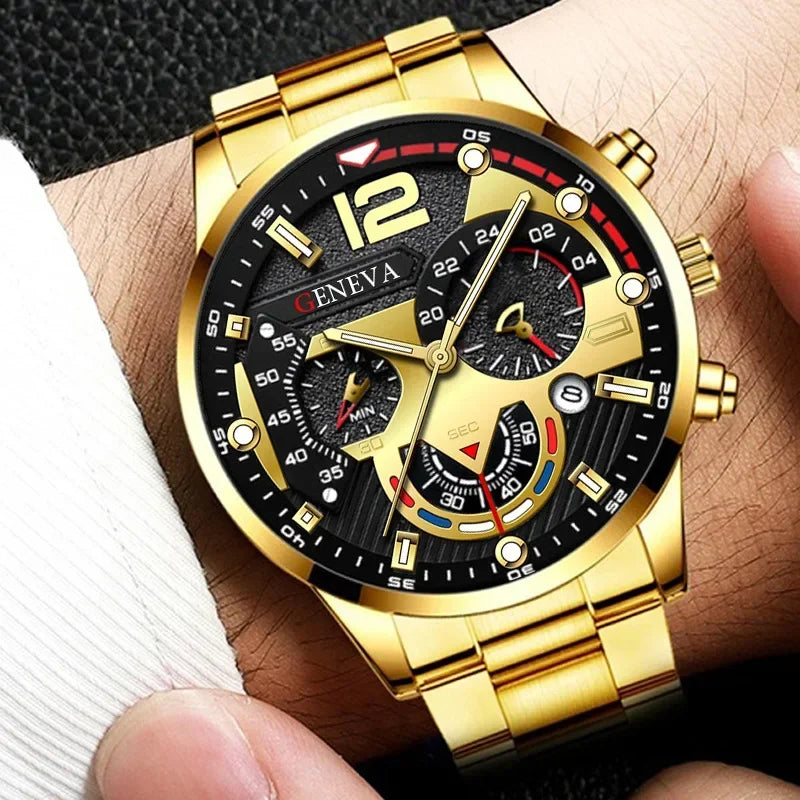 NEWFashion Mens Stainless Steel Watches Luxury Quartz Wristwatch Calendar Luminous Clock Men Business Casual Watch Reloj Hombre - Uknowucme