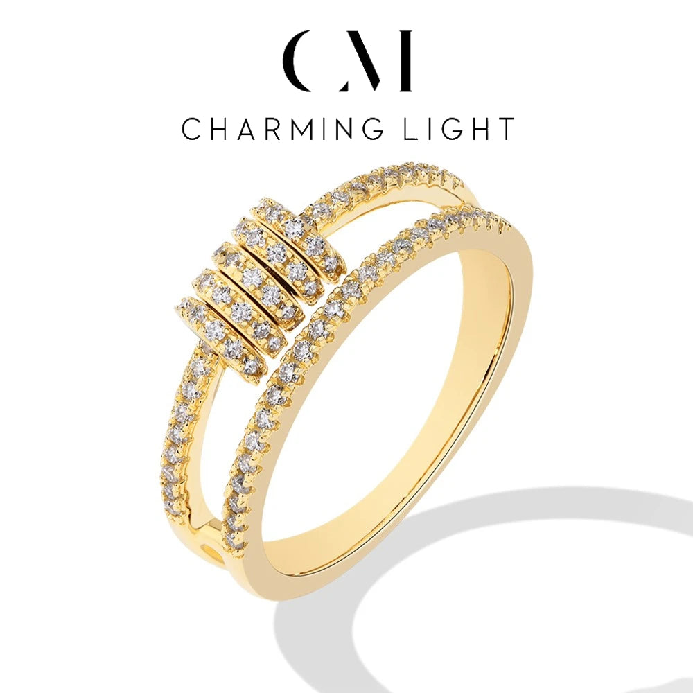 CHARMING Customize Full Moissanite Ring Brilliant Lab Diamond 925 Sterling Sliver Gold for Women Plated Wholesale Fine Jewelry - Uknowucme