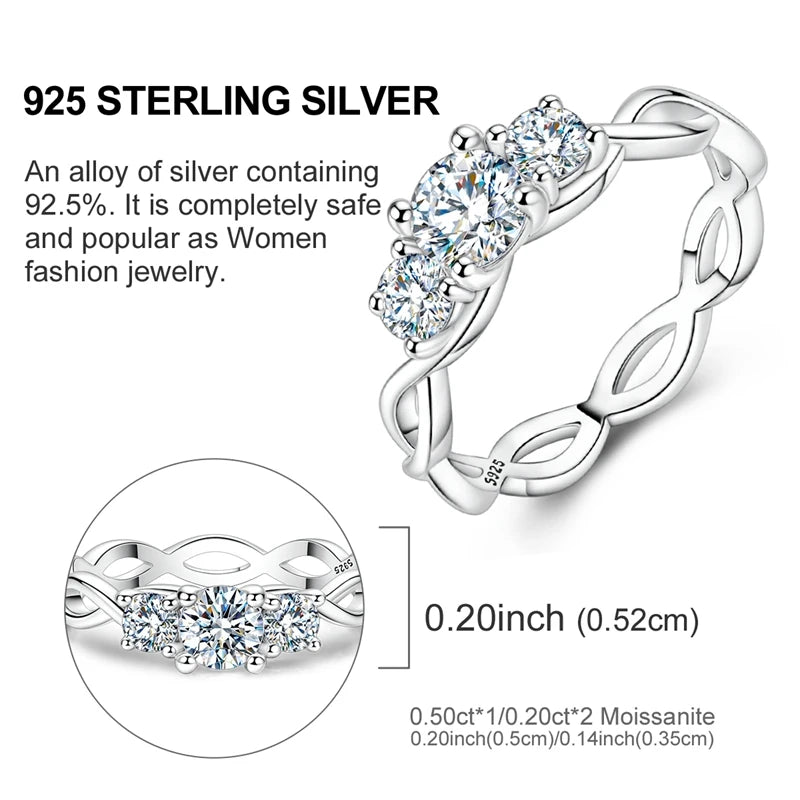 Moissanite Diamond Ring Real 925 Sterling Silver Simple Sparkling Shiny Oval Stone Ring For Women Engagement Luxury Fine Jewelry - Uknowucme