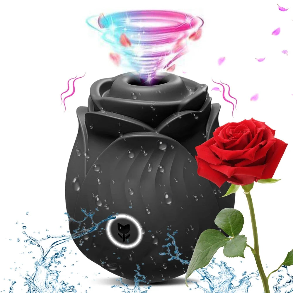 Rose Sucking Vibrator Women Masturbator Nipple Penetration Vagina Vibrator Sucker Dildo Masturbators 2 in 1 Sexy Shop Products
