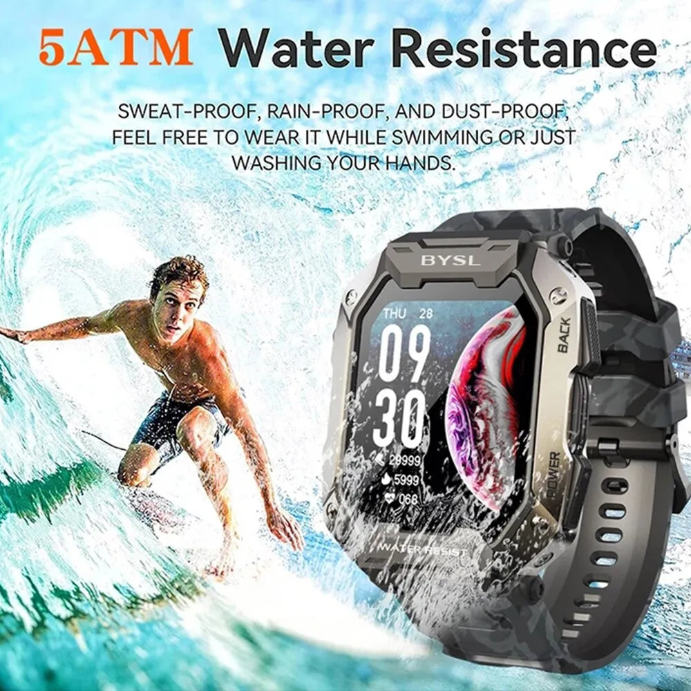 BYSL S20 Smartwatch Men 1.69 Inch HD Screen Bluetooth Call Sport Fitness 5ATM Waterproof Tracker Sleep Monitor Smart Watch - Uknowucme