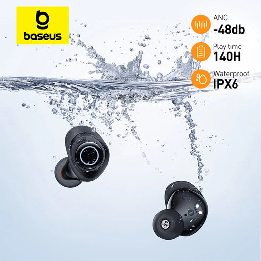Baseus Ture Wireless Earphones 48dB Noise Cancelling Bluetooth 5.3 Headphones 140h Playtime  IPX6 Waterproof Sport TWS Earbud