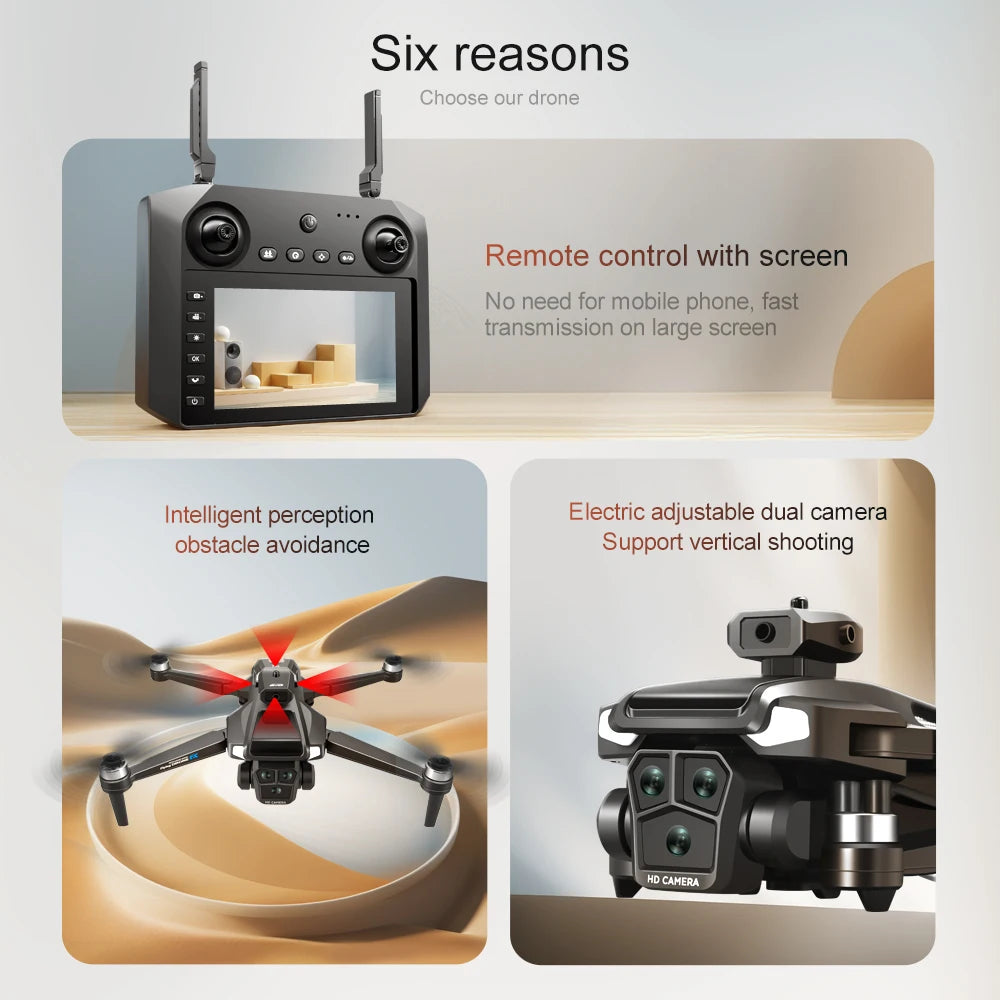 Drone 4K HD Brushless Motor Avoidance Drones with 4.5" Screen On Control Dual Cameras Quadcopter Gifts For Children and Adults - Uknowucme