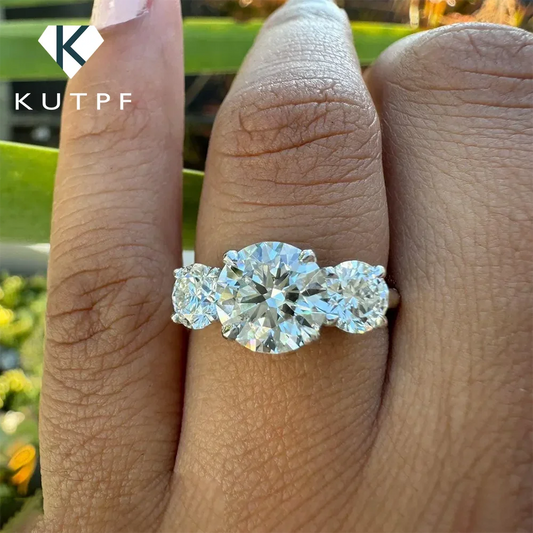 4 Carat Moissanite Ring with Certificate 925 Sterling Silver Brilliant Cut Lab Diamond Engagement Ring Wedding Band for Women - Uknowucme